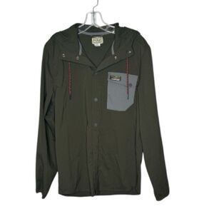 L.L. Bean Men's Dark Green Windbreaker Jacket with Gray Accent Jacket. Sz Small.